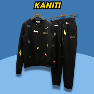 Bộ Quần Áo Nỉ GuCCI In Hoạ Tiết, Set Đồ Nam Mùa Đông Dài Tay Cổ Tròn - AK141