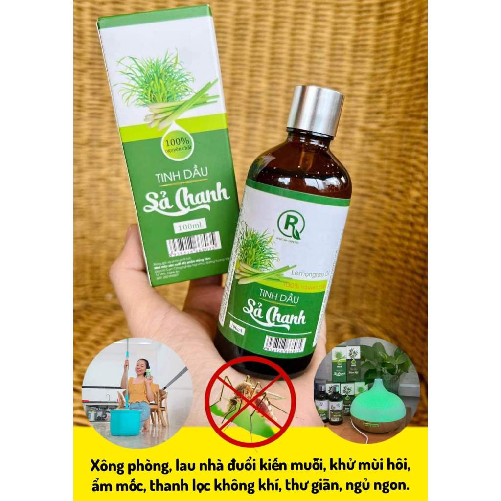 Tinh Dầu Sả Chanh Nguyên Chất 100ml Hồng Tâm - Tinh Dầu Đuổi Muỗi , Thơm phòng , Xông Phòng 100ml