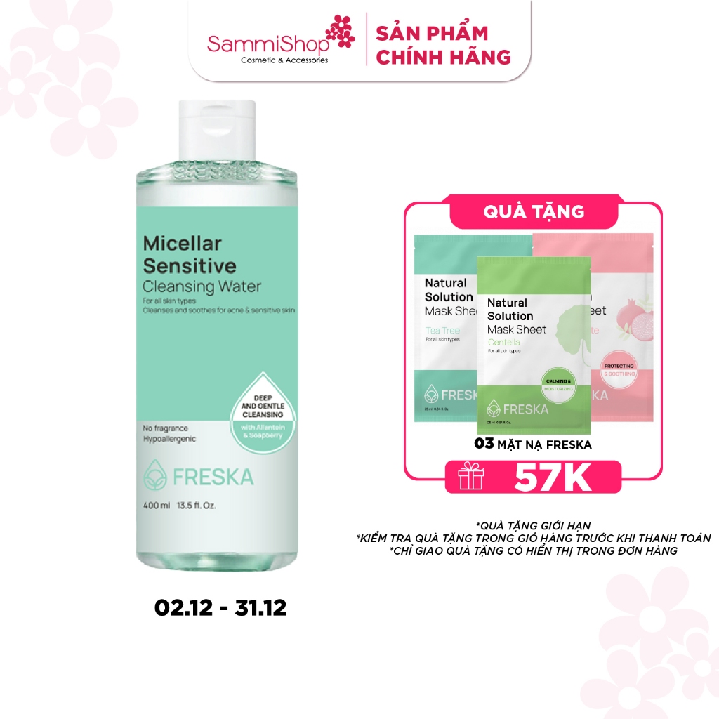 Freska Nước tẩy trang Micellar Sensitive Cleansing Water 400ml
