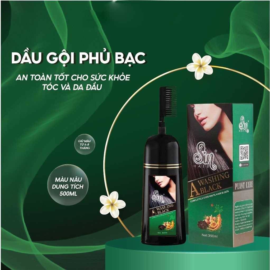 Sin Hair - Dầu Gội Phủ Bạc Sin Hair - Phủ Bạc Nhân Sâm Phủ Đen Phủ Nâu Tóc Tự Nhiên Số 1 Nhật Bản 9