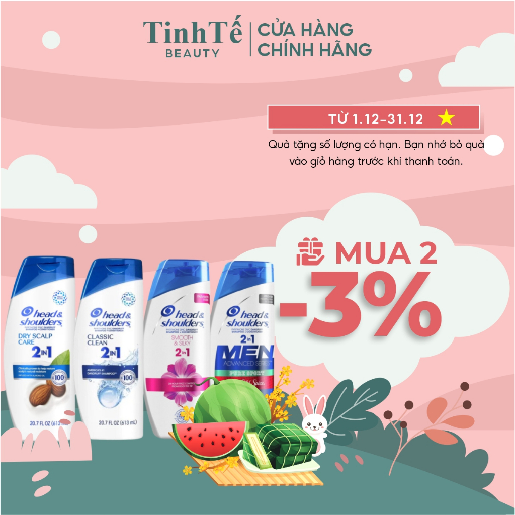 Dầu xả&gội 2in1 sạch sâu dưỡng ẩm giúp tóc suôn mượt cho Nam&Nữ Head&Shoulders 650&700ml chính hãng Mỹ nhiều mùi hương