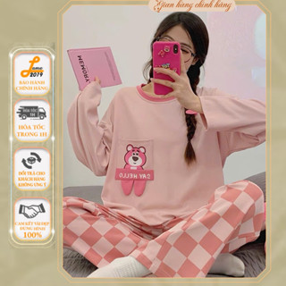  Bộ đồ nữ pijama dài tay - Bộ đồ ngủ họa tiết dễ thương - Đồ bộ mặc nhà thu đông chất liệu thun cotton mềm mịn 