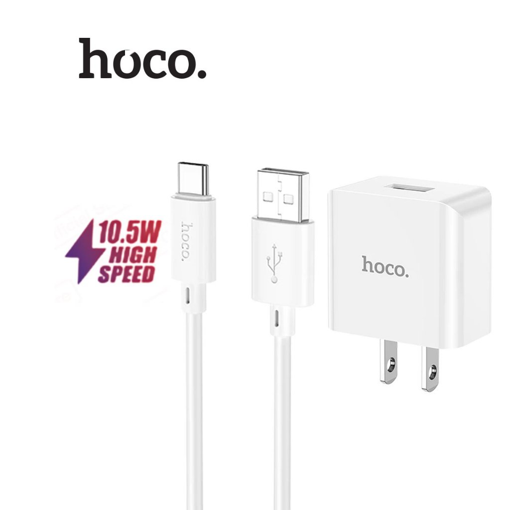 Bộ sạc nhanh Hoco C106 PD10.5W 5V/2.1A chân cắm dẹt kèm dây Type-C dài 1m