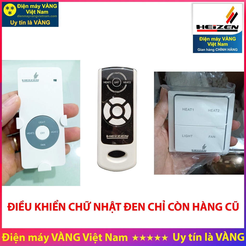 Điều khiển từ xa của đèn sưởi nhà tắm 4 bóng lắp âm trần Heizen HE-4BR HE-9