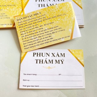 50 Phiếu bảo hành có sẵn - phiếu hướng dẫn chăm sóc sau phun xăm