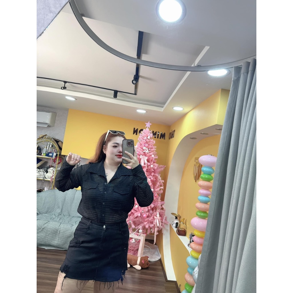 Áo sơ mi nữ bigsize tay dài túi hộp chất thun len co giãn thoải mái từ 60-90kg Thảo minhon