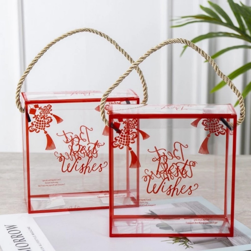 Hộp Mica Trong Suốt Đựng Bánh Kẹo ( Kèm Quai Xách)