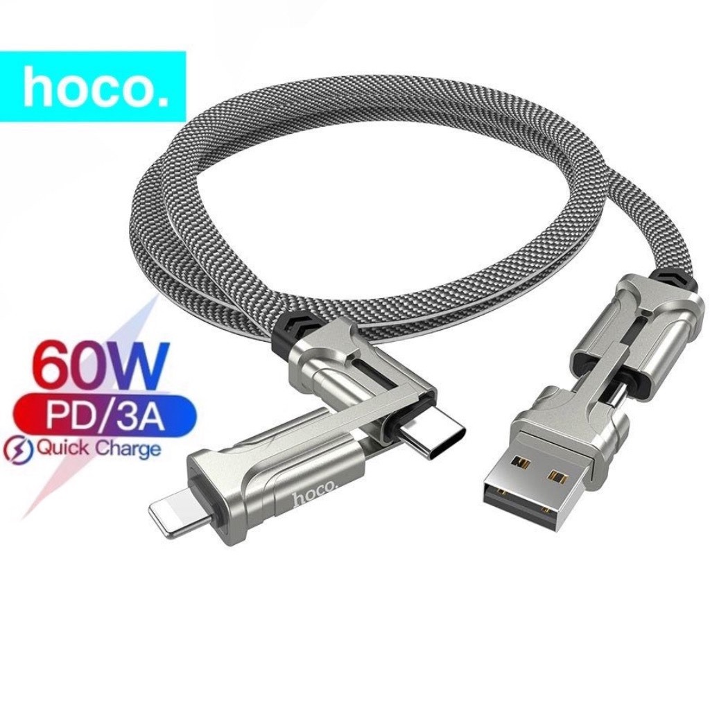 Dây sạc nhanh đa năng 4 in 1 Hoco truyền dự liệu cáp 60w cho điện thoại laptop ...