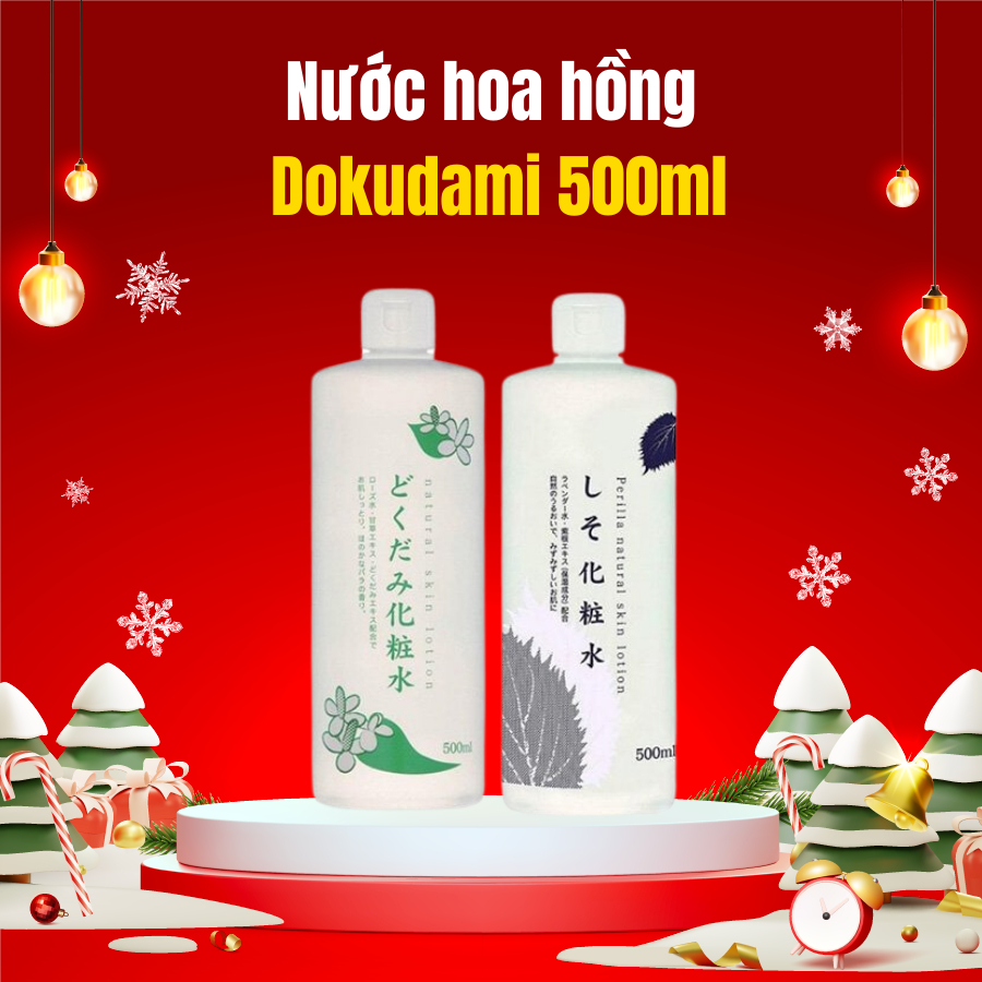 Nước hoa hồng toner diếp cá tía tô Dokudami Nhật Bản cho da mụn da dầu 500ml