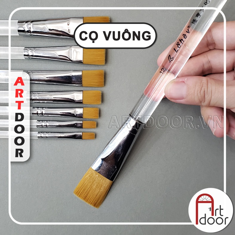 Cọ vẽ đầu Vuông LOHEV thân Trong vẽ màu Nước, Acrylic, Gouache (586)