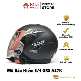 Nón Bảo Hiểm - Mũ Bảo Hiểm 3/4 GRS A27K nhiều màu - Kính trà