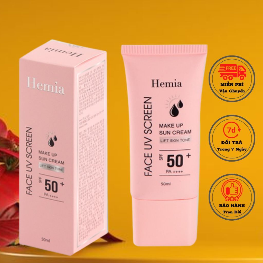 Kem chống nắng Hemia dưỡng trắng make up bảo vệ da chống lão hoá 50ML