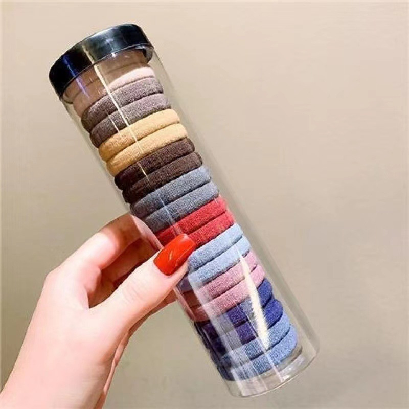 Bộ dây buộc tóc 20c chiếc kèm hộp đựng nhỏ gọn nhiều màu đa dạng buộc tóc, sét dây kẹp tóc