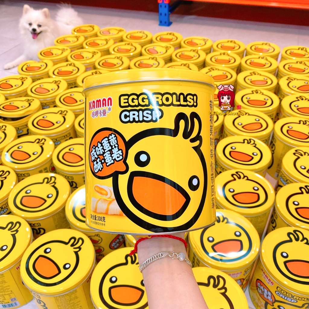 Bánh trứng cuộn kem con vịt Hongkong Kaman -lon 308g