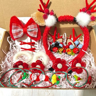 Bộ 17 chi tiết băng đô kẹp tóc cột tóc noen giáng sinh merry christmas