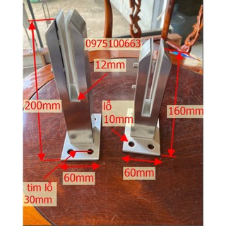 Trụ INOX 304 ngàm rỗng không khoan kính 8-12li dày 1li - trụ kẹp lan cang kính - Trụ lang can