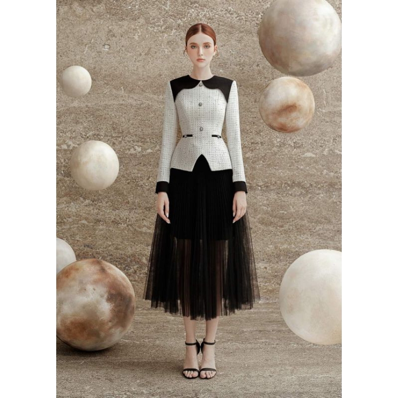 Áo dạ tweed ánh nhũ mềm nhẹ dáng peplum xinh xắn by Sorella Closet