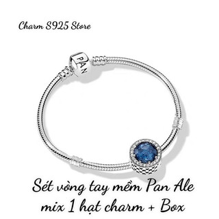 Bộ vòng tay dây mềm pan ale mix 1 hạt charm bạc s925 thuần khiết hàng cao cấp