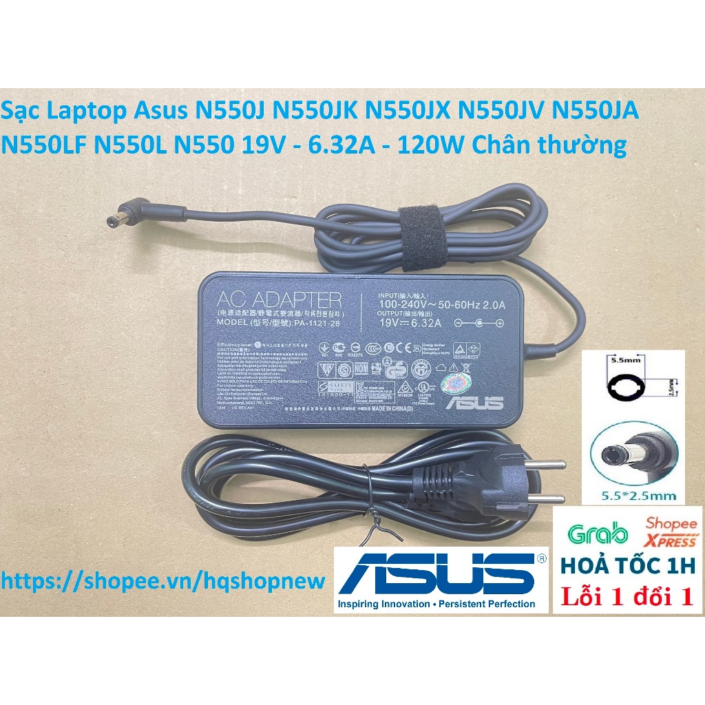 ⚡️Sạc Laptop Asus N550J N550JK N550JX N550JV N550JA N550LF N550L N550 19V - 6.32A - 120W Chân thường