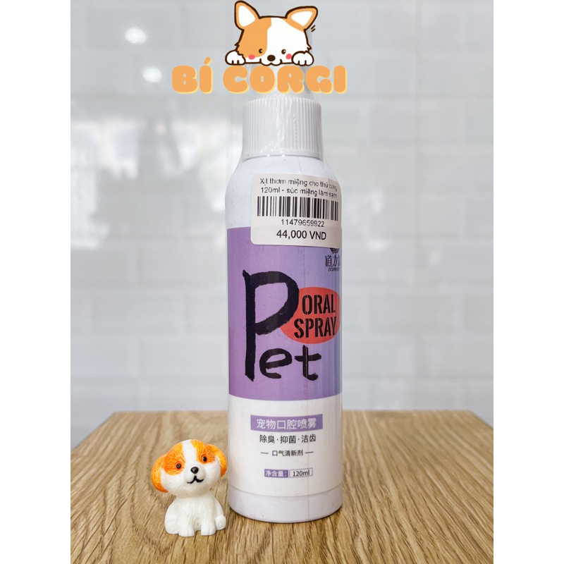 Xịt thơm miệng cho thú cưng 120ml - súc miệng làm sạch răng miệng cho chó mèo