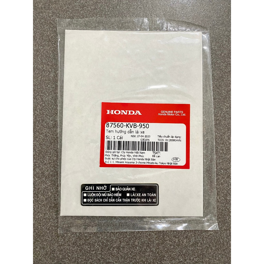 Tem hướng dẫn lái xe chính hãng 87560KVB950