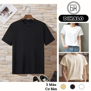 Áo phông trơn màu nam nữ unisex, áo thun nam nữ unisex trơn màu DIHALO cotton co giãn 4 chiều 230gsm