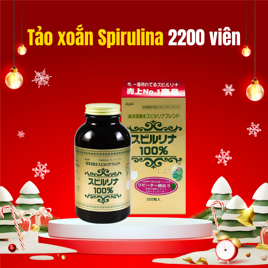 Tảo Xoắn Spirulina Nhật Bản Thực Phẩm Bảo Vệ Sức Khỏe hộp 2200 viên