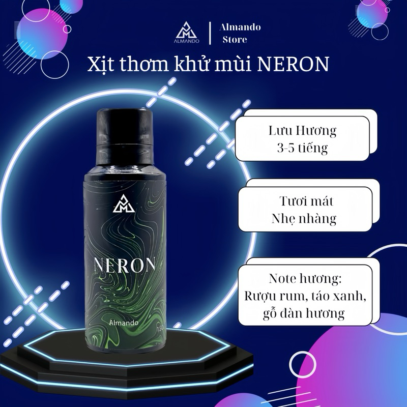 Xịt thơm khử mùi toàn thân ALMANDO cho nam mùi NERON hương tươi mát nhẹ nhàng
