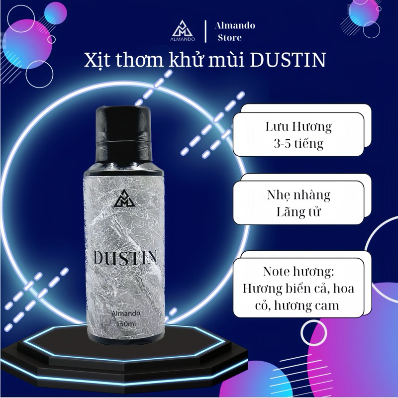 Xịt thơm khử mùi toàn thân ALMANDO cho nam mùi DUSTIN hương nhẹ nhàng lãng tử