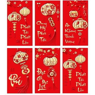 5 xấp - bao lì xì - bao lì xì đỏ may mắn rước tài lộc bao lixi cỡ lớn - giao mẫu ngẫu nhiên