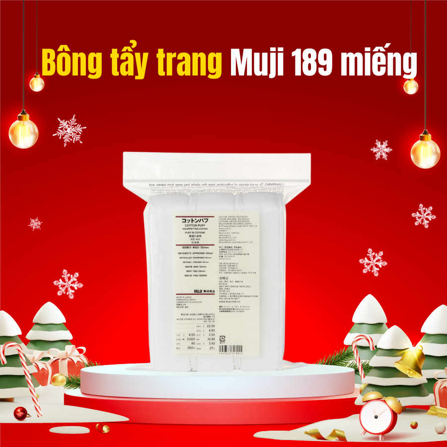 Bông tẩy trang Muji Túi 189 miêng