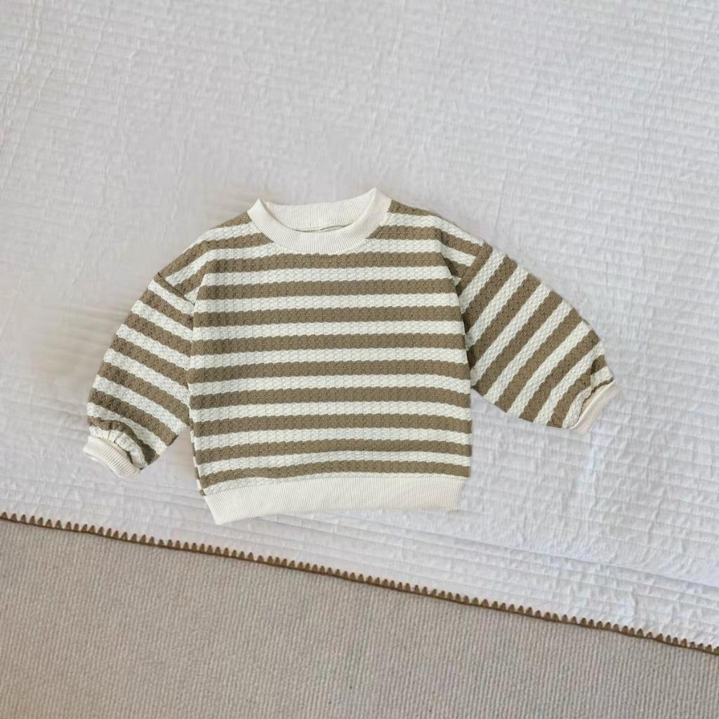 TE505 -Áo dài tay kẻ chất len mỏng mềm mại cho bé trai bé gái hoạ tiết kẻ sọc thời trang size 8-17kg