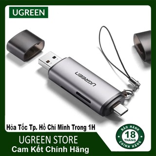 Đầu đọc thẻ nhớ sd, micro sd - cổng type c và usb otg cao cấp ugreen cm184