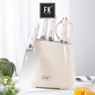 Bộ dao nhà bếp cao cấp kèm ống đựng xinh xắn, bộ dao 6 món thép nhập khẩu kèm hộp đựng