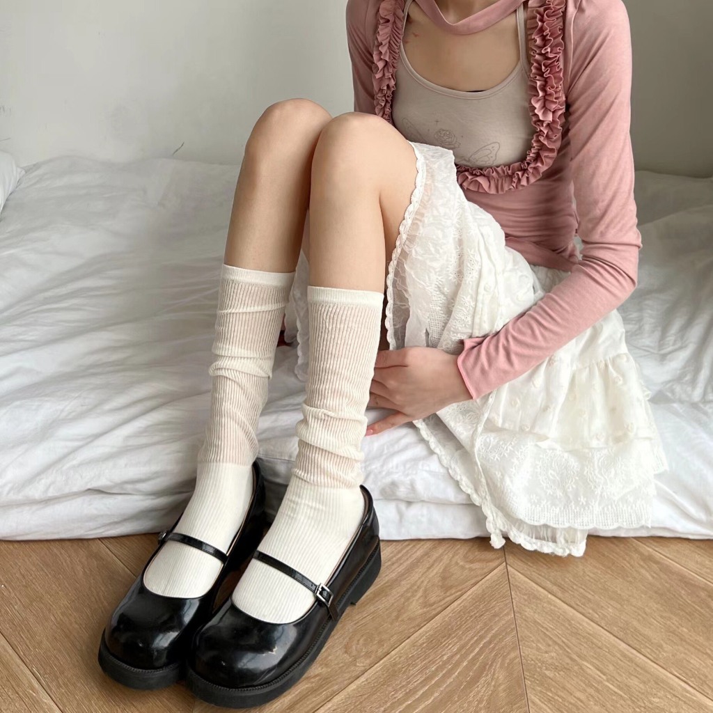 Tất vớ lưới mỏng phối ren phong cách JK Nhật Bản dễ thương dành cho nữ TL57
