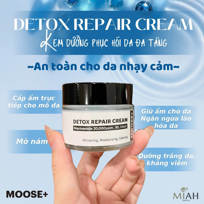 Kem dưỡng phục hồi trắng da moose detox repair cream Moose+ hạn dùng 2026 [chính hãng]