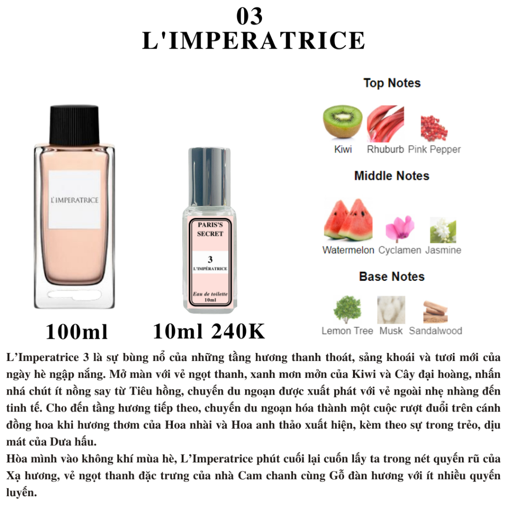 Nước hoa Nữ - 03 Anthology L`Imperatrice EDT