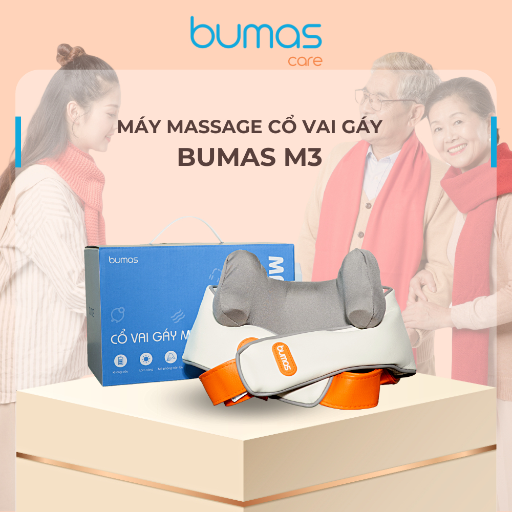 Máy Massage Cổ Vai Gáy BUMAS M3 Pro - Nâng Cấp 8 Đầu Massage - Chườm Nóng Hiệu Quả - Động Cơ Không Chổi Than