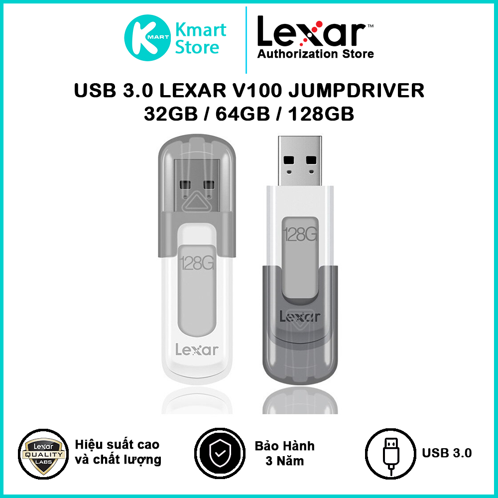 USB Lexar V100 JumpDrive 32GB / 64GB / 128GB - USB 3.0 - Hàng Chính Hãng