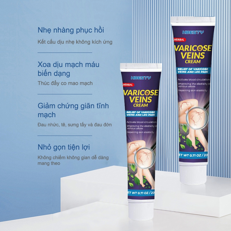 Giãn tĩnh mạch Kem chống suy giãn tĩnh mạch 20g Kem Bôi Dánh Bay Tắc Nghẽn Mao Mạch Varikosette giúp giảm đau mỏi