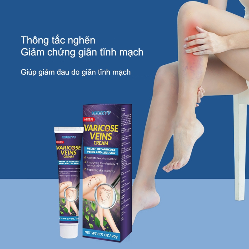 Giãn tĩnh mạch Kem chống suy giãn tĩnh mạch 20g Kem Bôi Dánh Bay Tắc Nghẽn Mao Mạch Varikosette giúp giảm đau mỏi