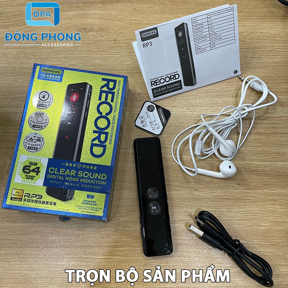 Máy Ghi Âm Remax RP3 Voice Recorder Chính Hãng