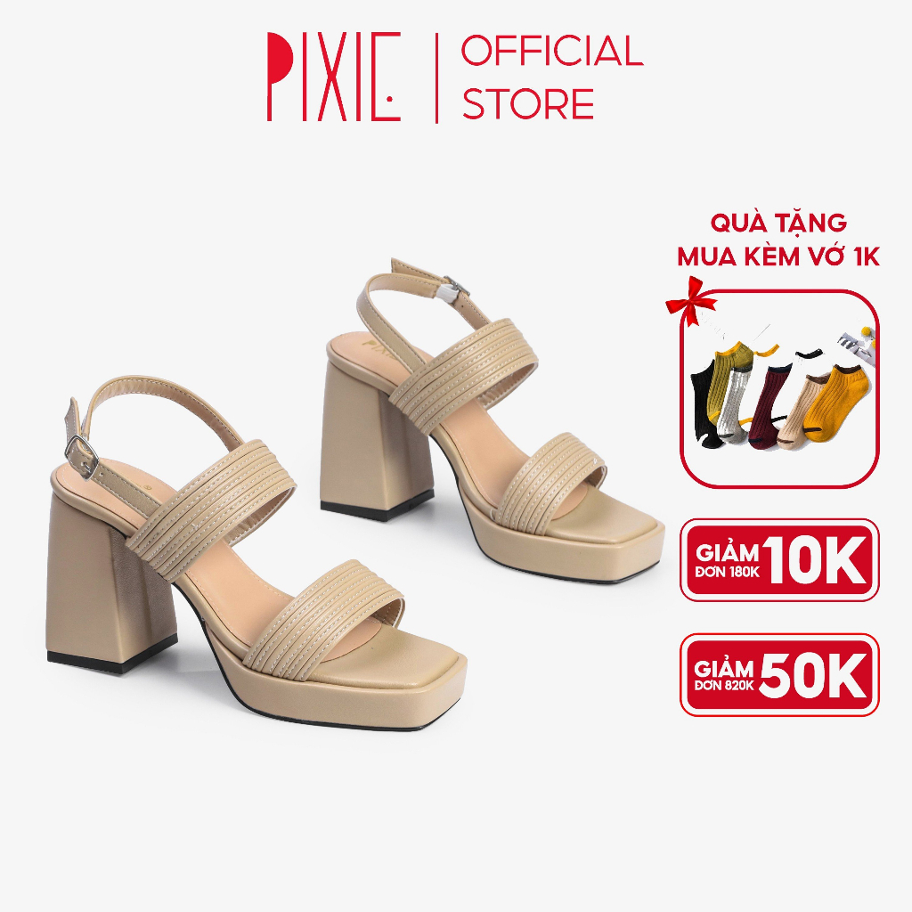 Giày Sandal Cao Gót Đúp 9cm Quai Chần Chỉ H102 Pixie