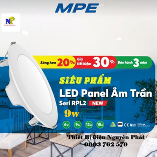 Đèn led panel âm trần tròn seri rpl2 công suất 9w đục lỗ ɸ 125 mm