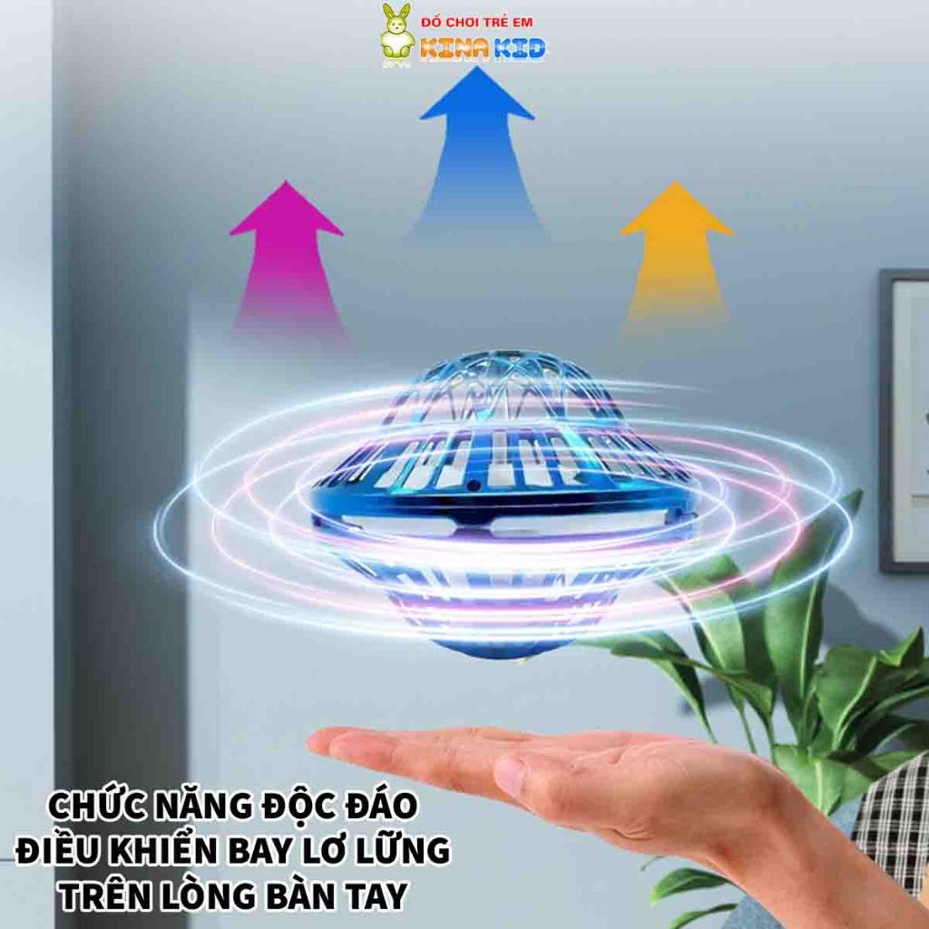 Bóng ma thuật hình đĩa bay UFO Fly Spinning Ball, bay lơ lững, phát sáng, chống va chạm mới 2024