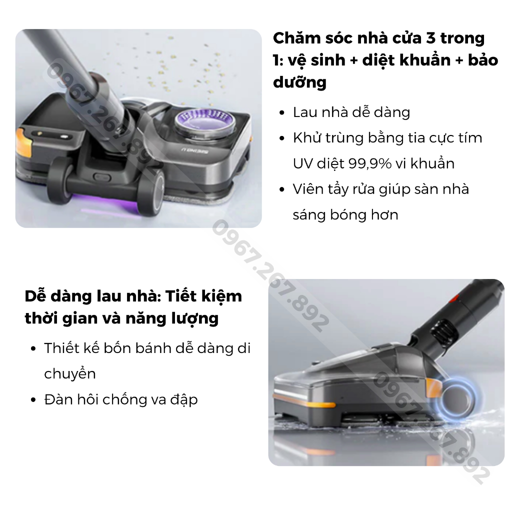 Đầu lau nhà tự động satuo cho máy hút bụi Dyson