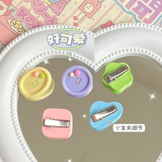 🌼 Set 5 Kẹp Tóc Hình Cúc Mini Mặt Cười Pastel – Phụ Kiện Tóc Bé Gái Dễ Thương