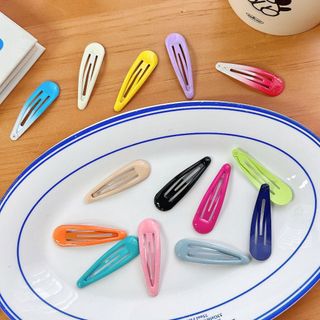 Set 5 kẹp tóc mỏ vịt kèm túi đựng gắn tag – phụ kiện tóc nhiều màu pastel xinh xắn
