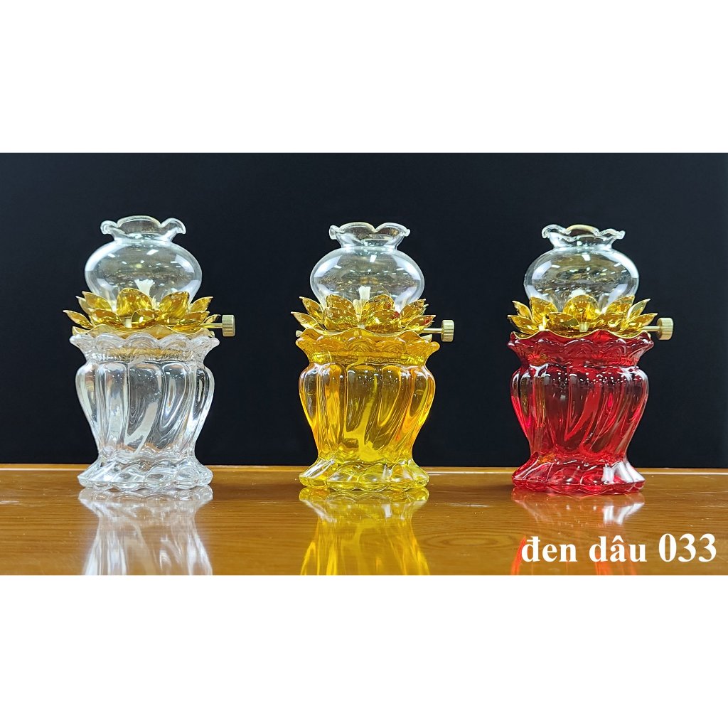 Đèn dầu hoa sen 033 2 màu bằng thủy tinh pha lê ,hợp kim( vật phẩm phong thủy) - Phong Thủy Kim Ngân