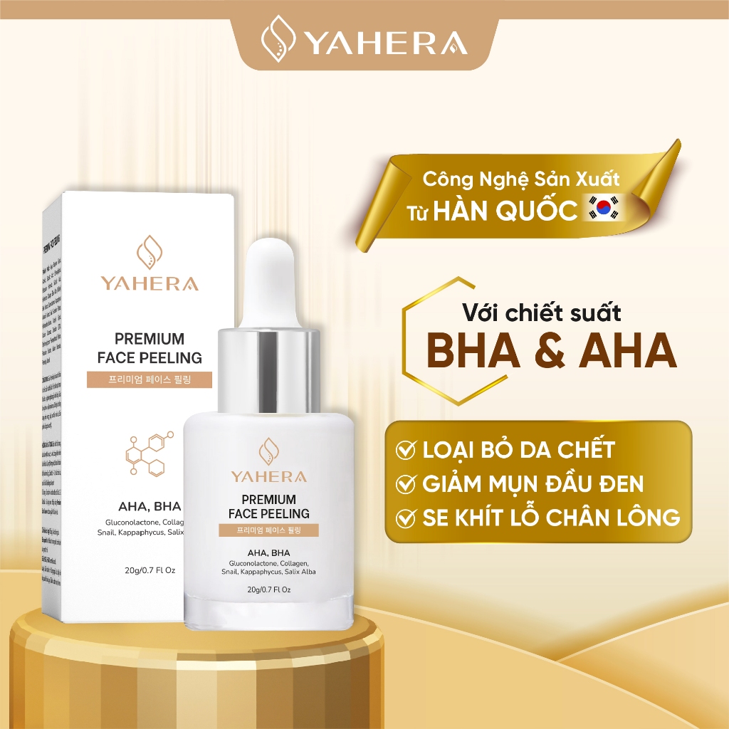 Tẩy tế bào chết hóa học cao cấp YAHERA Premium Face Peeling BHA2% AHA7% loại bỏ tế bào chết, se khít lỗ chân lông 20g